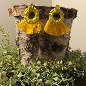 Bright Yellow Tassel Earrings